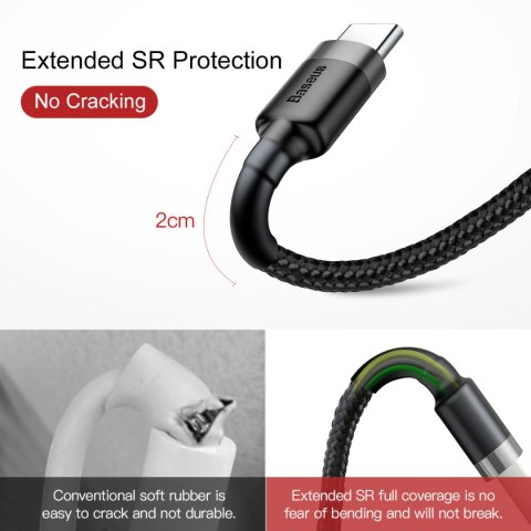 Baseus kabel Cafule USB - USB-C 0,5 m 3A szaro-czarny Baseus kabel Cafule USB - USB-C 0,5 m 3A szaro-czarny