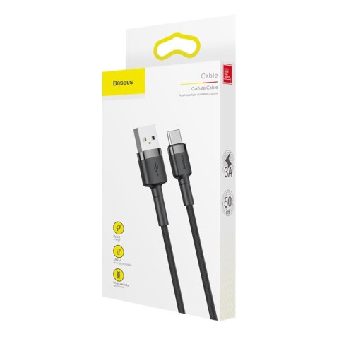 Baseus kabel Cafule USB - USB-C 0,5 m 3A szaro-czarny Baseus kabel Cafule USB - USB-C 0,5 m 3A szaro-czarny