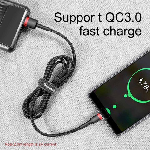 Baseus kabel Cafule USB - USB-C 1,0 m 3A czerwono-czarny Baseus kabel Cafule USB - USB-C 1,0 m 3A czerwono-czarny