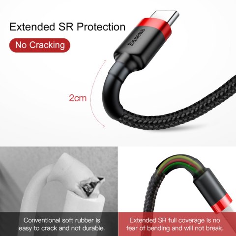 Baseus kabel Cafule USB - USB-C 1,0 m 3A czerwono-czarny Baseus kabel Cafule USB - USB-C 1,0 m 3A czerwono-czarny
