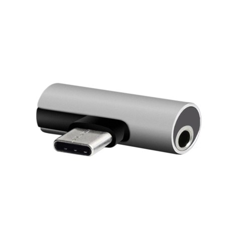 Setty adapter USB-C - audio jack 3,5mm + USB-C AD-C-JC-7 srebrny Setty adapter USB-C - audio jack 3,5mm + USB-C AD-C-JC-7 srebrny