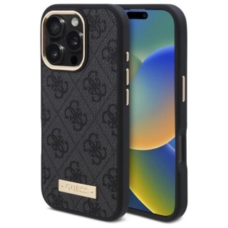 Etui Guess 4G Logo Plate MagSafe na iPhone 16 Pro Max - czarne