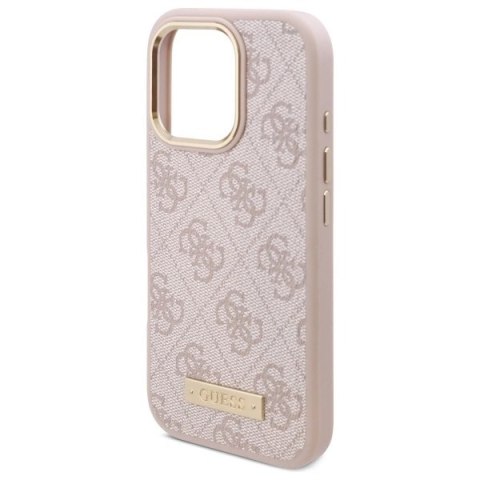 Etui Guess 4G Logo Plate MagSafe na iPhone 16 Pro Max - różowe