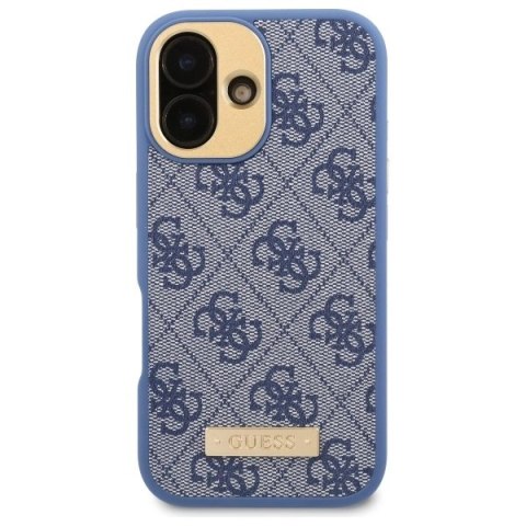 Etui Guess 4G Logo Plate MagSafe na iPhone 16 - niebieskie