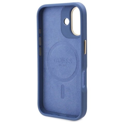 Etui Guess 4G Logo Plate MagSafe na iPhone 16 - niebieskie