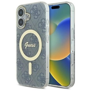 Etui Guess IML 4G MagSafe na iPhone 16 - niebieskie