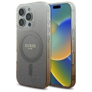 Etui Guess IML Glitter Gradient MagSafe na iPhone 16 Pro Max - brązowe