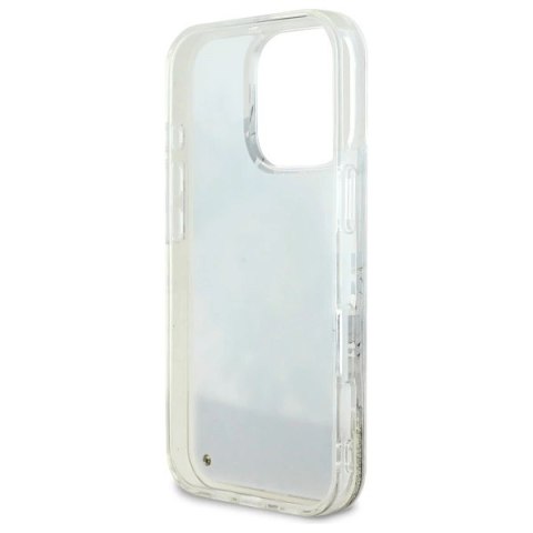 Etui Guess Liquid Glitter Flower MagSafe na iPhone 16 Pro Max - beżowe