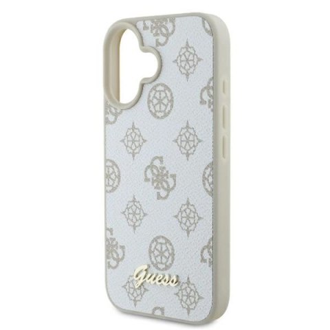 Etui Guess Peony Script Logo MagSafe na iPhone 16 - białe