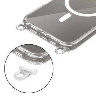 Etui Tech-Protect FlexAir Chain MagSafe na iPhone 16 Pro Max - przezroczyste + 2 smycze (czarna i szarobrązowa)