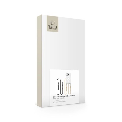 Etui Tech-Protect FlexAir Chain MagSafe na iPhone 16 Pro Max - przezroczyste + 2 smycze (czarna i szarobrązowa)