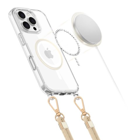 Etui Tech-Protect FlexAir Chain MagSafe na iPhone 16 Pro Max - przezroczyste + 2 smycze (czarna i szarobrązowa)