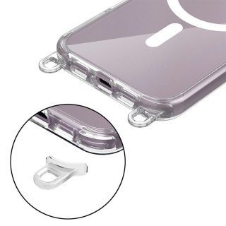 Etui Tech-Protect FlexAir Chain MagSafe na iPhone 16 - przezroczyste + 2 smycze (czarna i szarobrązowa)