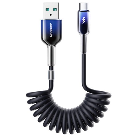 Kabel spiralny Joyroom S-A43 Crystal-Clear Series 3A USB-A - USB-C 1,5m - czarny Kabel spiralny Joyroom S-A43 Crystal-Clear Series 3A USB-A - USB-C 1,5m - czarny