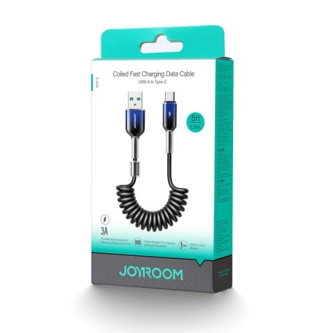 Kabel spiralny Joyroom S-A43 Crystal-Clear Series 3A USB-A - USB-C 1,5m - czarny Kabel spiralny Joyroom S-A43 Crystal-Clear Series 3A USB-A - USB-C 1,5m - czarny