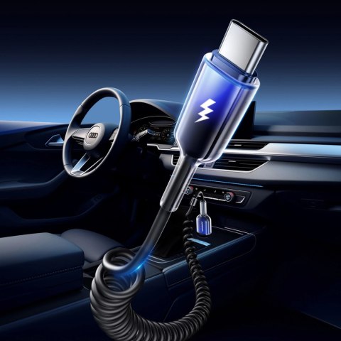 Kabel spiralny Joyroom S-A43 Crystal-Clear Series 3A USB-A - USB-C 1,5m - czarny Kabel spiralny Joyroom S-A43 Crystal-Clear Series 3A USB-A - USB-C 1,5m - czarny