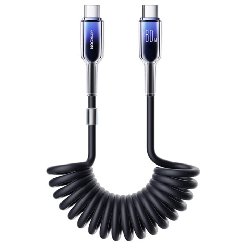 Kabel spiralny Joyroom S-A43 Crystal-Clear Series 60W USB-C - USB-C 1,5m - czarny