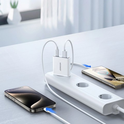 Ładowarka sieciowa Joyroom JR-TCF14 20W USB-A USB-C supercienka - biała Ładowarka sieciowa Joyroom JR-TCF14 20W USB-A USB-C supercienka - biała