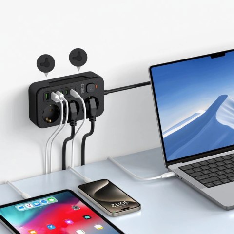 Listwa zasilająca Tech-Protect PC3X6 3 gniazda 240V + 3xUSB-A + 3xUSB-C 200cm - czarna