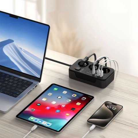 Listwa zasilająca Tech-Protect PC3X6 3 gniazda 240V + 3xUSB-A + 3xUSB-C 200cm - czarna