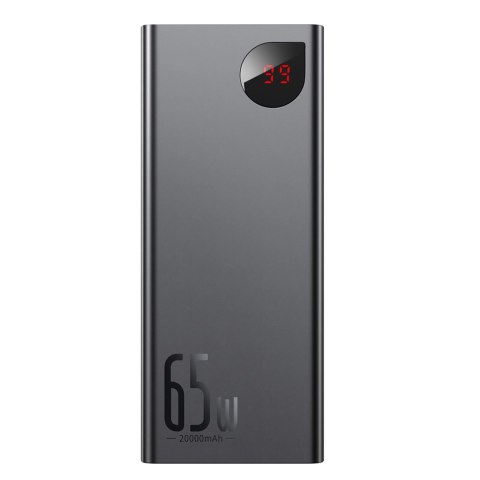 Powerbank Baseus Adaman Metal 65W 20000mAh z kablem Baseus Xiaobai USB-C 60W (20V/3A) 50cm - czarny