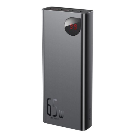 Powerbank Baseus Adaman Metal 65W 20000mAh z kablem Baseus Xiaobai USB-C 60W (20V/3A) 50cm - czarny