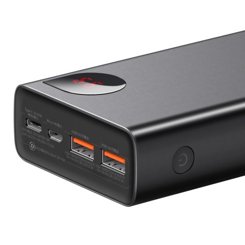 Powerbank Baseus Adaman Metal 65W 20000mAh z kablem Baseus Xiaobai USB-C 60W (20V/3A) 50cm - czarny