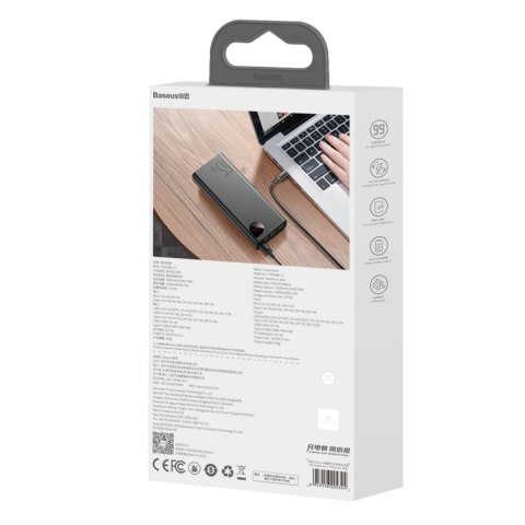 Powerbank Baseus Adaman Metal 65W 20000mAh z kablem Baseus Xiaobai USB-C 60W (20V/3A) 50cm - czarny
