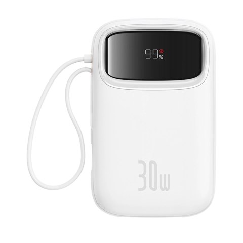 Powerbank Baseus QPow 2 30W 10000mAh z wbudowanymi kablami USB-C - biały Powerbank Baseus QPow 2 30W 10000mAh z wbudowanymi kablami USB-C - biały