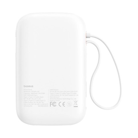 Powerbank Baseus QPow 2 30W 10000mAh z wbudowanymi kablami USB-C - biały Powerbank Baseus QPow 2 30W 10000mAh z wbudowanymi kablami USB-C - biały