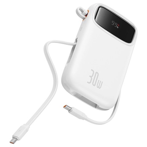 Powerbank Baseus QPow 2 30W 10000mAh z wbudowanymi kablami USB-C - biały Powerbank Baseus QPow 2 30W 10000mAh z wbudowanymi kablami USB-C - biały