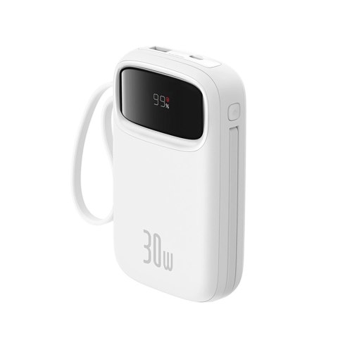 Powerbank Baseus QPow 2 30W 10000mAh z wbudowanymi kablami USB-C - biały Powerbank Baseus QPow 2 30W 10000mAh z wbudowanymi kablami USB-C - biały