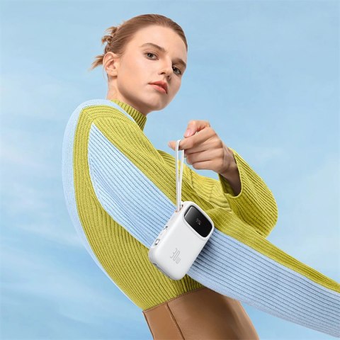 Powerbank Baseus QPow 2 30W 10000mAh z wbudowanymi kablami USB-C - biały Powerbank Baseus QPow 2 30W 10000mAh z wbudowanymi kablami USB-C - biały