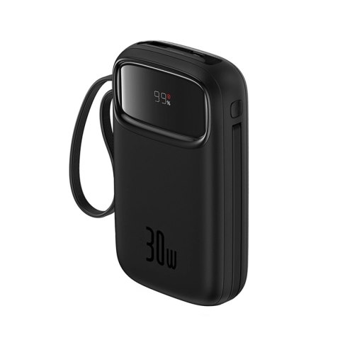 Powerbank Baseus QPow 2 30W 10000mAh z wbudowanymi kablami USB-C - czarny Powerbank Baseus QPow 2 30W 10000mAh z wbudowanymi kablami USB-C - czarny