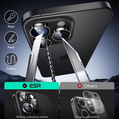 Szkło hartowane ESR Armorite na aparat do iPhone 16 Pro / 16 Pro Max - czarne