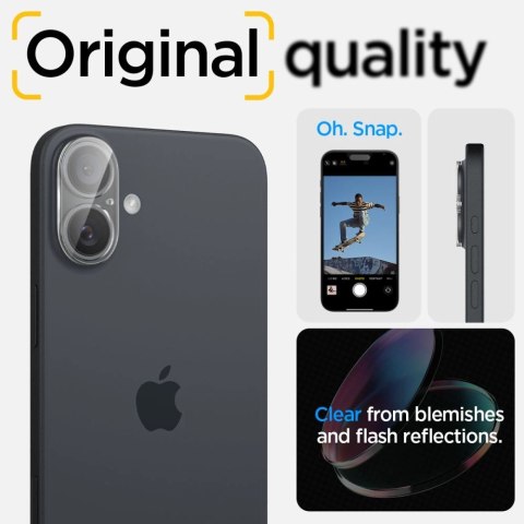 Szkło hartowane Spigen Optik Glas.tR na aparat do iPhone 16 / 16 Plus - przezroczyste (2 szt.) Szkło hartowane Spigen Optik Glas.tR na aparat do iPhone 16 / 16 Plus - przezroczyste (2 szt.)