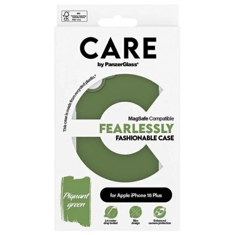 Etui CARE by PanzerGlass Fashion Case z MagSafe na iPhone 16 Plus - zielone Etui CARE by PanzerGlass Fashion Case z MagSafe na iPhone 16 Plus - zielone