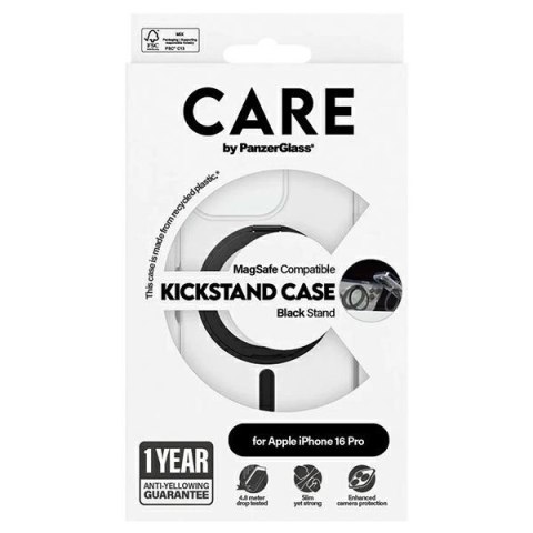 Etui CARE by PanzerGlass Feature Kickstand Case z MagSafe na iPhone 16 Pro - czarne