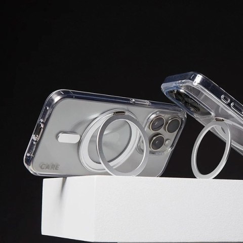 Etui CARE by PanzerGlass Feature Kickstand Case z MagSafe na iPhone 16 - srebrne Etui CARE by PanzerGlass Feature Kickstand Case z MagSafe na iPhone 16 - srebrne