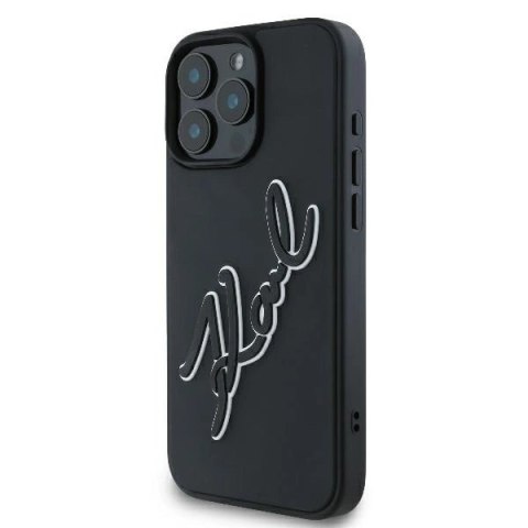 Etui Karl Lagerfeld 3D Rubber Bicolor Signature na iPhone 16 Pro - czarne Etui Karl Lagerfeld 3D Rubber Bicolor Signature na iPhone 16 Pro - czarne