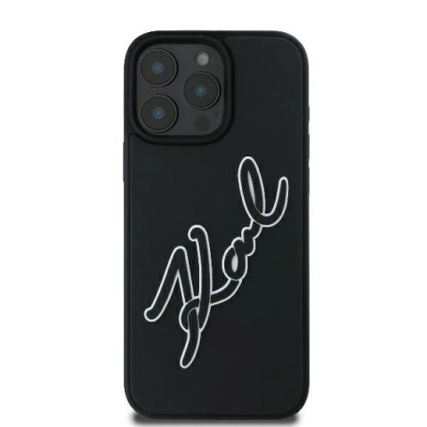 Etui Karl Lagerfeld 3D Rubber Bicolor Signature na iPhone 16 Pro - czarne Etui Karl Lagerfeld 3D Rubber Bicolor Signature na iPhone 16 Pro - czarne