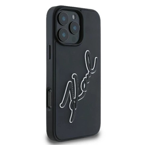 Etui Karl Lagerfeld 3D Rubber Bicolor Signature na iPhone 16 Pro - czarne Etui Karl Lagerfeld 3D Rubber Bicolor Signature na iPhone 16 Pro - czarne