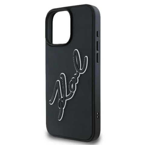 Etui Karl Lagerfeld 3D Rubber Bicolor Signature na iPhone 16 Pro - czarne Etui Karl Lagerfeld 3D Rubber Bicolor Signature na iPhone 16 Pro - czarne