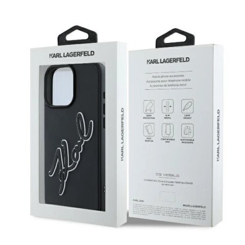 Etui Karl Lagerfeld 3D Rubber Bicolor Signature na iPhone 16 Pro - czarne Etui Karl Lagerfeld 3D Rubber Bicolor Signature na iPhone 16 Pro - czarne