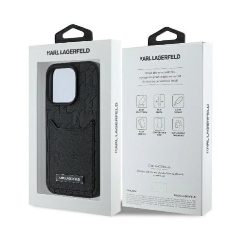 Etui Karl Lagerfeld Cardslots Monogram na iPhone 16 Pro - czarne Etui Karl Lagerfeld Cardslots Monogram na iPhone 16 Pro - czarne