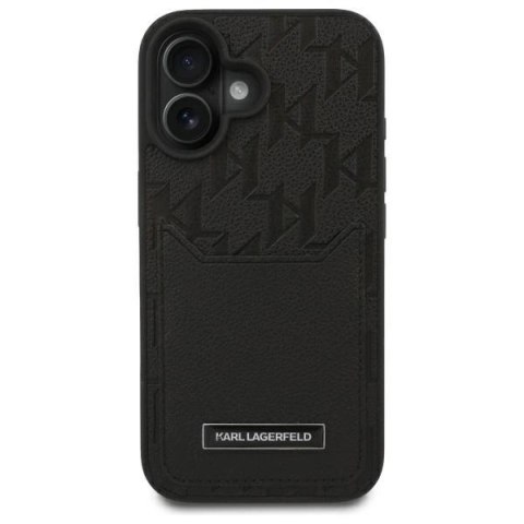 Etui Karl Lagerfeld Cardslots Monogram na iPhone 16 - czarne Etui Karl Lagerfeld Cardslots Monogram na iPhone 16 - czarne