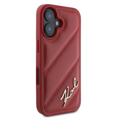 Etui Karl Lagerfeld Diagonal Quilted Script na iPhone 16 - czerwone Etui Karl Lagerfeld Diagonal Quilted Script na iPhone 16 - czerwone