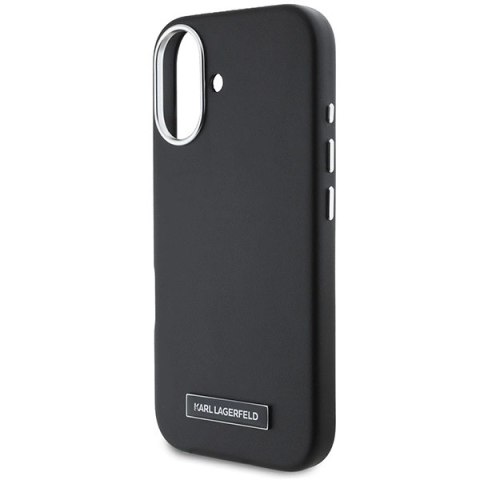 Etui Karl Lagerfeld FW Metal Plate MagSafe na iPhone 16 Plus - czarne