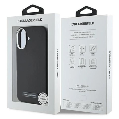 Etui Karl Lagerfeld FW Metal Plate MagSafe na iPhone 16 Plus - czarne