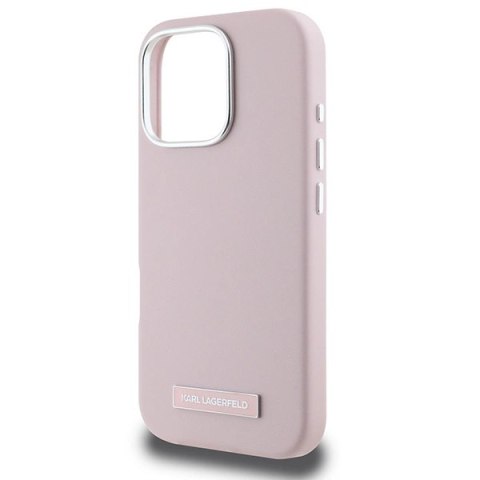 Etui Karl Lagerfeld FW Metal Plate MagSafe na iPhone 16 Pro - różowe Etui Karl Lagerfeld FW Metal Plate MagSafe na iPhone 16 Pro - różowe